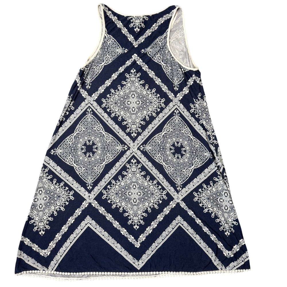 Soma Intimates Navy Blue White Medallion Print Lace Trim Nightgown Chemise Med - Picture 5 of 5